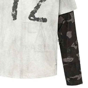 Nouveauté T-shirts double couche patchs personnalisés pour hommes T-shirts surdimensionnés à manches longues fabriqués au Pakistan - Product Image 1