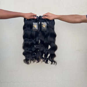 Fournisseurs de Cheveux Humains Originaux Naturels du Temple Indien, Paquets de Tissage de Cheveux Alignés sur les Cuticules Bodywave avec Frontal - Product Image 2