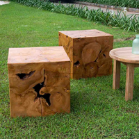 Chaise cube en bois massif pour repas en plein air et utilisation en parc, design minimaliste, imperméable et durable