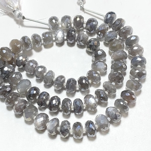 Perles Rondelle à facettes enduites de pierre de lune 9-9.5mm taille perceuse centrale 6 pouces brin mystique pierre de lune couleur grise pour la fabrication de bijoux - Product Image 1