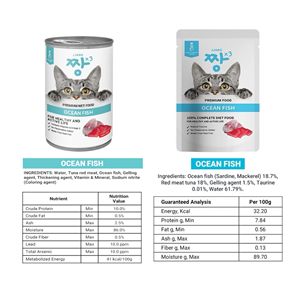 Jjang อาหารแมวเปียกโปรตีนสูงบรรจุกระป๋อง3มหาสมุทร400ก. สำหรับการให้อาหารทุกวันราคาขายส่ง - Product Image 2