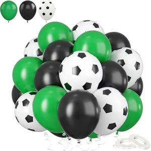 Lot de 30 ballons à l'hélium imprimés football noir, vert et blanc de 12 pouces pour fête d'anniversaire de garçons - Product Image 1