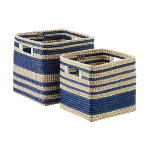 Ensemble de panier tissé de taille personnalisée, jonc de mer, jacinthe d'eau, panier de rangement en jute à la maison, blanchisserie avec salle de bain - Product Image 3