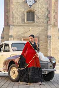 ÚLTIMO COLOR ROJO SUAVE GEORGETTE RICA FOIL TRABAJO LEHENGA CHOLI CON DUPATTA - Product Image 2