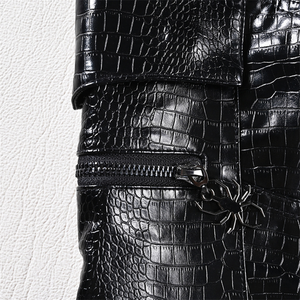 กางเกงคาร์โก้มีกระดุมหนังงูสำหรับผู้ชายกางเกงหนังสไตล์สตรีทแวร์แบบ Y2K สีตามสั่ง - Product Image 5