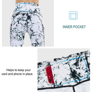 Mallas de yoga con estampado de logotipo personalizado para mujer, LICRA/poliéster, respetuosas con el medio ambiente, transpirables, de secado rápido, cintura alta, posición del logotipo - Product Image 6