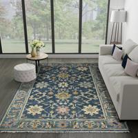 Alfombra Premium Oushak Clásica Hecha a Mano con Lana/Seda y Látex, Ecológica, Antideslizante, Lavable, de Pelo Alto, Color Sólido, para el Hogar