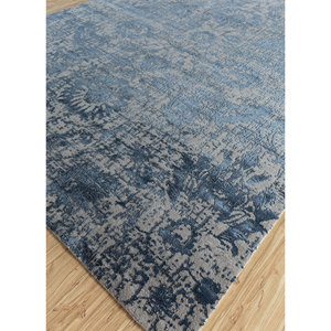 Alfombra Rectangular de Lana y Seda de Bambú Anudada a Mano con Diseño Floral Gris y Negro Kavi, Colección Teoría del Caos - Alfombra para Sala de Estar para Adolescentes - Product Image 2