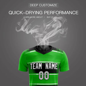 2025 nueva llegada personalizada de secado rápido camiseta de fútbol barata verde y negro conjunto completo uniforme de fútbol ropa de fútbol servicio OEM - Product Image 5