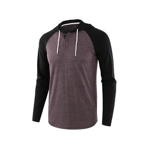 เสื้อเบสบอลมีฮู้ดสำหรับผู้ชาย, เสื้อกีฬาแขนแร็กแลนแบบลำลองมีเชือกผูก - Product Image 1