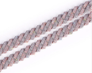 Cadena Cubana de Plata de Ley 925 con Moissanita VVS, Estilo Hip Hop, Dos Tonos Rosa y Blanco, Engaste de Puntas, Cadena Brillante - Product Image 4