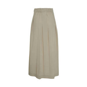 Beige A-Line Flared Chiffon Skirt with <b>Elastic</b> Waist and <b>Lace</b> Details - Product Image 3
