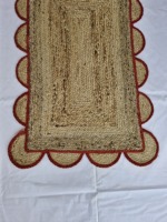 Tapis de jute rectangle fait à la main de haute qualité grand design tressé extérieur avec impression de couleur magnifiquement fabriqué en Inde
