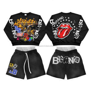 Conjunto de ropa urbana personalizada para hombre, diseño OEM, ropa transpirable, camiseta oversize con hombros caídos y pantalones cortos a juego. - Product Image 2