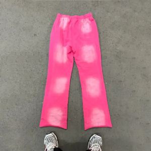 Pantalones de chándal acampanados lavado ácido de alta calidad para hombre logotipo personalizado parche desgastado pantalón de Jogger de lana bordado pantalones activos - Product Image 6