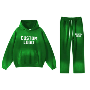 Pantalones de chándal ligeros y transpirables para hombre, conjuntos de lavado ácido desgastado con logotipo personalizado y sudadera con capucha para hombre - Product Image 1