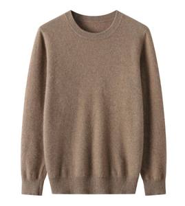 Suéter de invierno informal para hombre, Jersey de punto bordado de Cachemira lisa de manga larga, Top de algodón 100% con logotipo frontal - Product Image 4