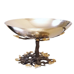 Brillant poli branche d'arbre conception forme ronde en acier inoxydable aluminium métal bol accessoires de cuisine bol - Product Image 1