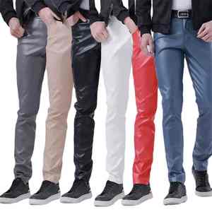 Casual Leather Pants Fashion Performance Stage Pants Black <b>Red</b> Male Small Elastic Trousers Men's Pants Straight Curved <b>Striped</b> - Product Image 6