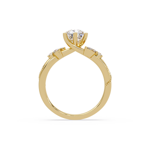 Anillo de Diamantes Cultivados en Laboratorio con Corte Pera y Marquise, Estilo Lujoso, Oro Puro de 14k, Borde Milgrain, Conjunto de Anillos de Boda para Mujer - Product Image 3