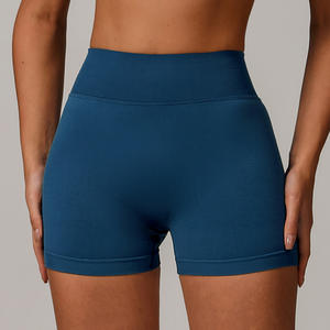 Shorts de cyclisme taille mi-haute pour femmes, sexy, pour yoga et gym, couleur unie, séchage rapide, coupe-vent, respirant, avec logo personnalisé, vente en gros, vêtements de sport - Product Image 5