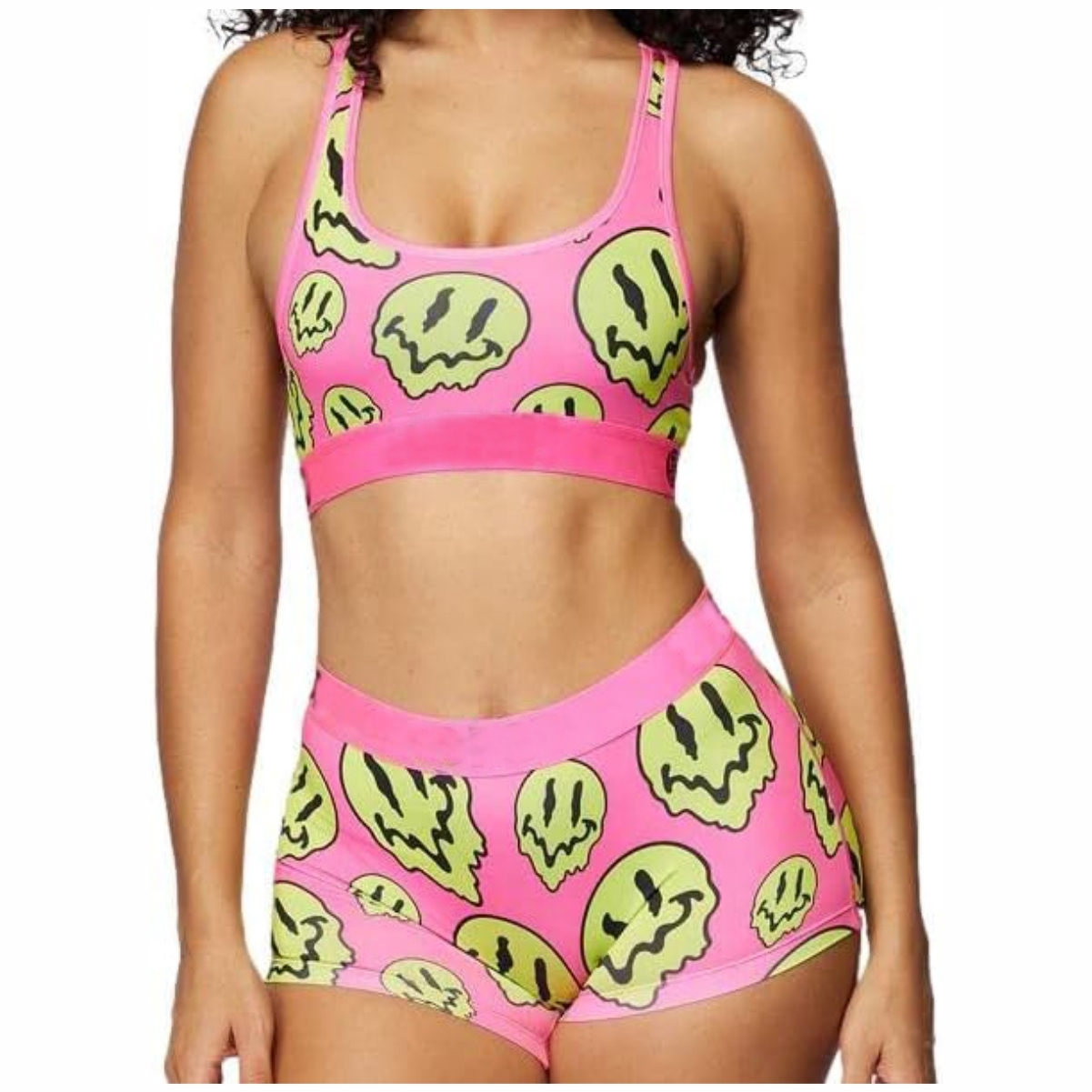 Custom Front Women's 2 Piece Eco-Friendly Fitness Yoga Shorts Bra Set Elastic Waist Four-Way Stretch Breathable Quick Dry