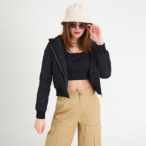Chaqueta Bomber de alta calidad para mujer 2024 con cuello con capucha, manga larga, cremallera completa, estilo corto, forro de algodón transpirable, nailon - Product Image 4