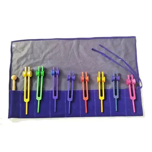 Solar Spectrum Set of 8 Healing Tuning Forks w Chakra Color Balls in Soft Velvet Case w Mallet or activator