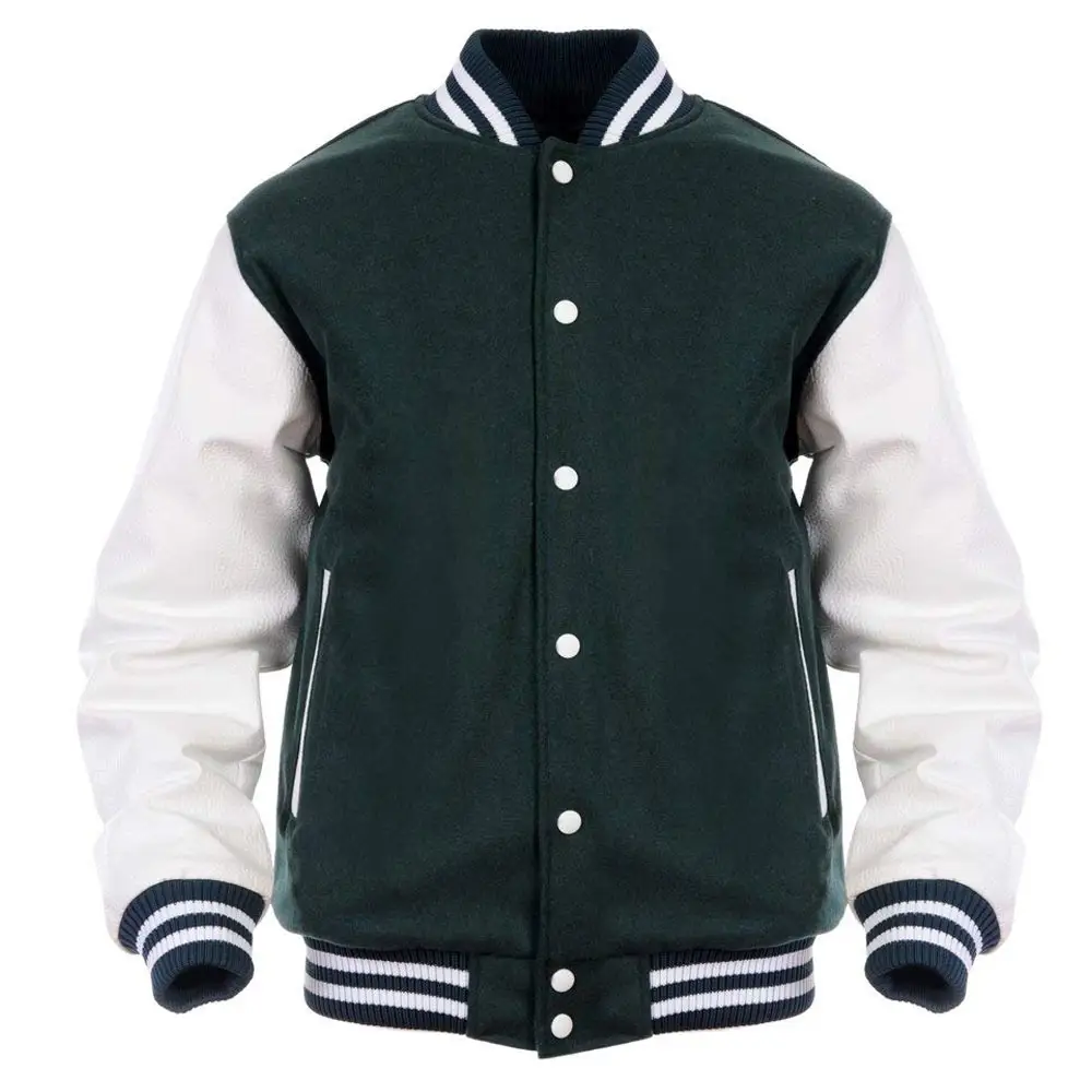 OEM jaket Baseball bordir desain pria modis jaket Baseball Streetwear kasual pas badan merek