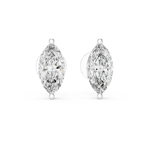 Boucles d'oreilles élégantes et chics pour femmes, en or blanc 14 carats plaqué rhodium, serties de diamants de laboratoire de forme marquise, 1,50 carat, coupe excellente - Product Image 4