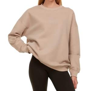 Femmes lourd 100% coton 460 Gsm sweat à col rond plaine solide polaire saison d'hiver en gros sweats à capuche numériques sweats - Product Image 5