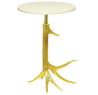 Table basse décorative de dessus de marbre blanc d'hôtel de luxe avec le support de feuille de finitions d'or pour des meubles modernes d'extrémité latérale de salon