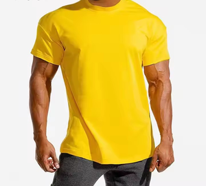 เสื้อยืดออกกำลังกายฟิตเนสของผู้ชายโลโก้ปรับแต่งได้เสื้อยืดสไตล์ไม่เหมือนใครโอเวอร์ไซส์เปิดไหล่ตกที่สมบูรณ์แบบ100% ผ้าฝ้ายโลโก้ - Product Image 6