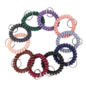 Pulseira espiral elástica elástica para pulso, chaveiro ideal para academia, piscina, id, pulseira de plástico, ideal para uso ao ar livre