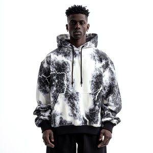 Pull surdimensionné en coton 100% avec LOGO personnalisé pour hommes, sweat à capuche décontracté pour le sport hip-hop en plein air imprimé, pull pour hommes - Product Image 1