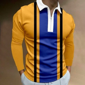 Vente en gros Amérique T-shirts polo sportifs pour hommes grande taille 100% coton décontracté golf manches longues revers brodé couleur - Product Image 2