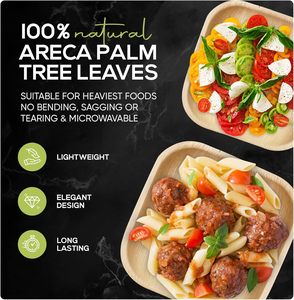 Thân Thiện Với Môi 10 Inch Vuông Tre Bộ Đồ Ăn 50-Gói Dùng Một Lần Lá Cọ Tấm Nhiệm Vụ Nặng Nề Gỗ Cho Các Bên Và Đám Cưới - Product Image 2