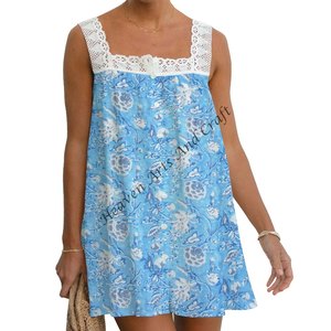 Robe en coton à imprimé en bloc pour femmes, tendance 2026, fournisseur de robes bohèmes à imprimé en bloc, robe de soirée en coton, robe pour femmes, robe pour filles - Product Image 6