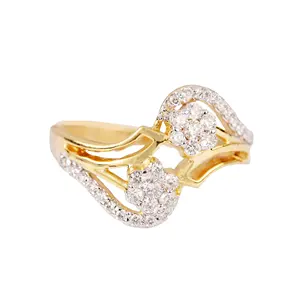 Natural Diamond Beautiful Designer Ring Real 14k Yellow Gold Fine Jewelry Manufacturer Supplier From India