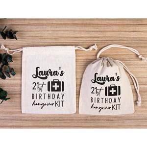 Personalized Cotton <b>Drawstring</b> Pouch for <b>Bracelets</b> Watches Crafts Dust-Birthday Hangover Kit Bag Embroidered Logo Screen Printed - Product Image 5