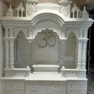 Temple traditionnel en marbre artisanal pour la maison et le jardin, sculpture de mandir hindou, statues en marbre personnalisées, décoration de temple indien - Product Image 1