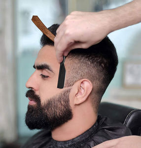 Maquinilla de afeitar recta profesional para hombre, 100 cuchillas de un solo filo, mango de madera rosa, afeitado de seguridad deslizante, afeitadora recta de madera - Product Image 5