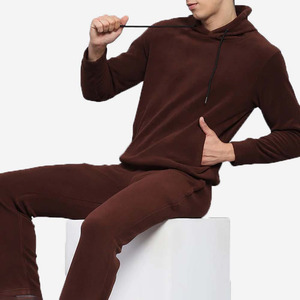 Survêtements essentiels pour hommes en chocolat brun, sweat-shirt et jogging confortables pour l'hiver, tendance 2025, stock personnalisé, logo brodé, prix d'usine - Product Image 4