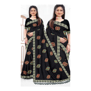 Saree élégant en mousseline de soie indienne en mélange d'organza avec broderie riche et garniture de pétoncle de créateur prêt pour les commandes d'exportation - Product Image 1