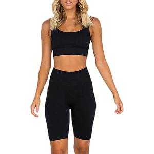 Ensemble de yoga sexy pour femmes de qualité supérieure, design personnalisé, haute élasticité, ensemble 2 pièces, vêtements de sport de fitness, soutien-gorge chaud et legging court - Product Image 1