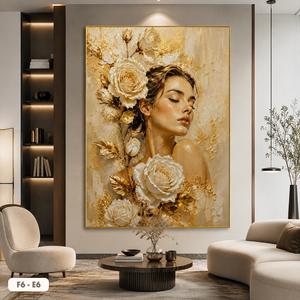 Peinture sur soie créative de portrait floral féminin, art mural floral, décoration moderne pour la maison, marque privée Vietnam - Product Image 4