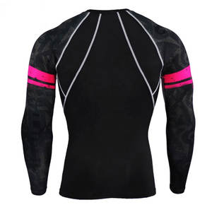 Mens Customized Color Graphic Print Compression Long Sleeve Athletic Gym Workout <b>Top</b> Sportswear Base Layer Moisture Rush Guard - Product Image 5