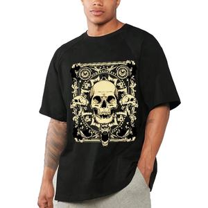Camisetas Blancas al por Mayor para Hombre, Personalizables, 100% Algodón, con Estampado Gráfico de Calavera, Manga Raglán, Casuales, de Talla Grande - Product Image 1