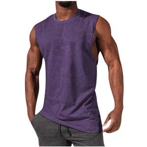 Camiseta sin mangas informal para correr de verano para hombre, 100% algodón, nueva moda de estilo callejero, Top de punto transpirable, ropa deportiva sublimada - Product Image 1