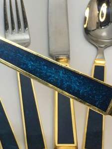 Ensemble de couverts faits à la main en résine avec poignées en métal poli miroir idéal pour restaurant, mariage, cuisine, nourriture, cuillère - Product Image 3